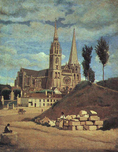  Jean Baptiste Camille  Corot Chartres Cathedral Sweden oil painting art